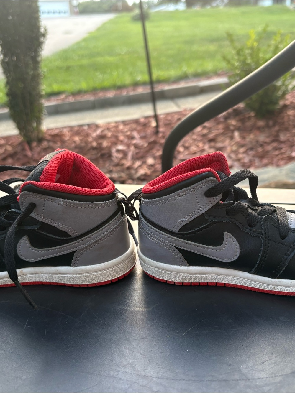 Nike Kids Mid-Top Sneakers in Black, Gray & Red